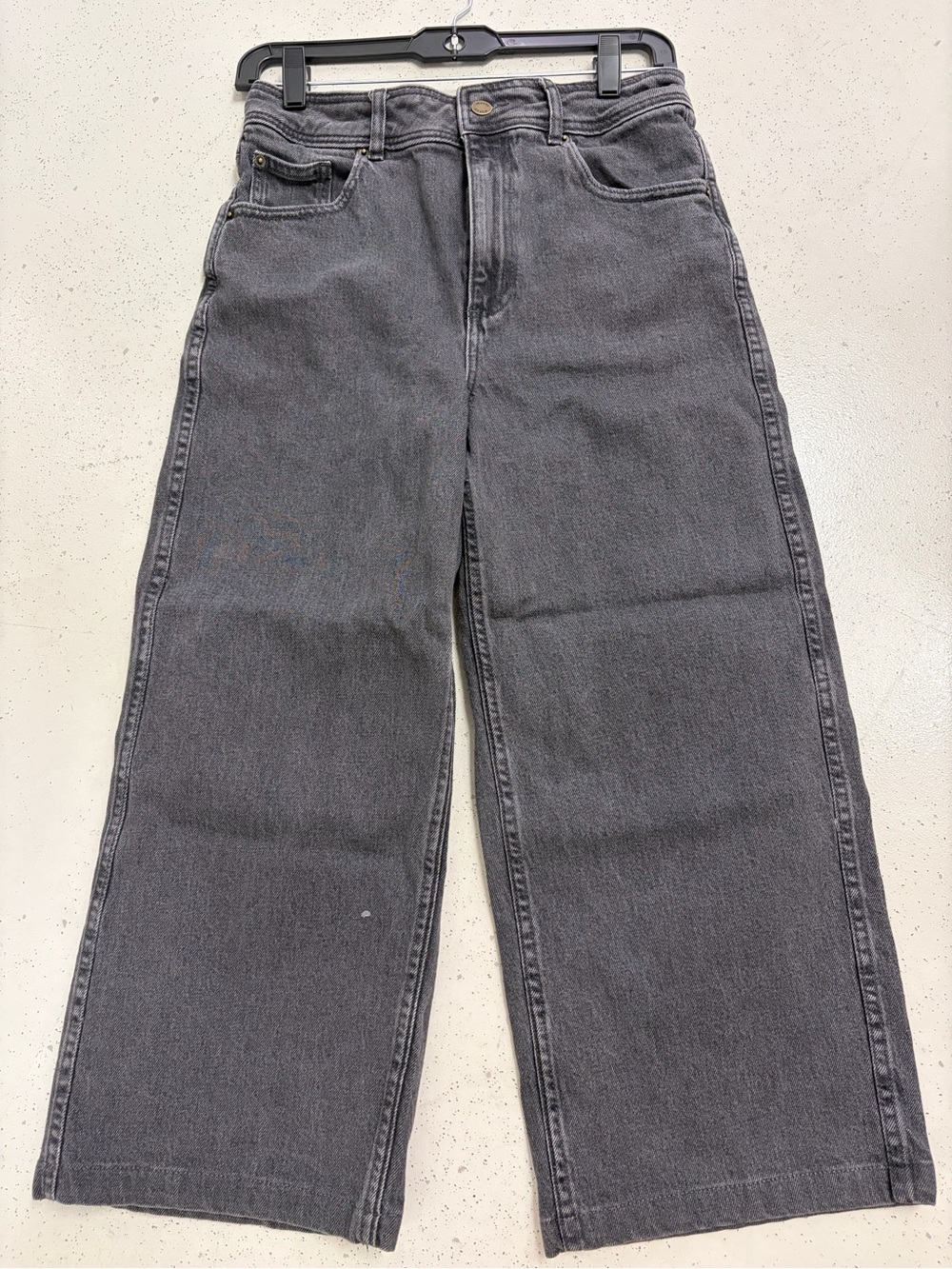 Sezane Middle Gray Wide-Leg Le Crop Jeans